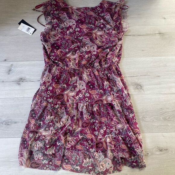 City Studio Juniors' WINE‎ Paisley Floral Mesh Fit & Flare Mini Dress L Nwt - Picture 5 of 5